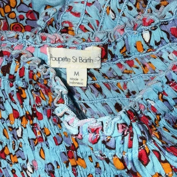 Poupette St Barth Soledad Mini Dress Medium Sky Blue Murrina Smocked - Picture 8 of 11